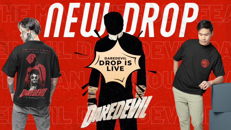 Daredevil The Man Without Fear banner, Daredevil oversized tshirt, marvel tshirt