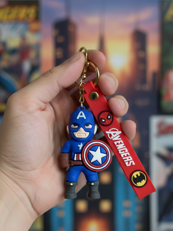 Captain America 3D Keychain, Captain America keychain, Avengers keychain, Marvel superhero keychain, superhero 3D keychain, Captain America rubber keyring, Marvel merchandise, Avengers collectible keychain, superhero accessories, Marvel gift item,
