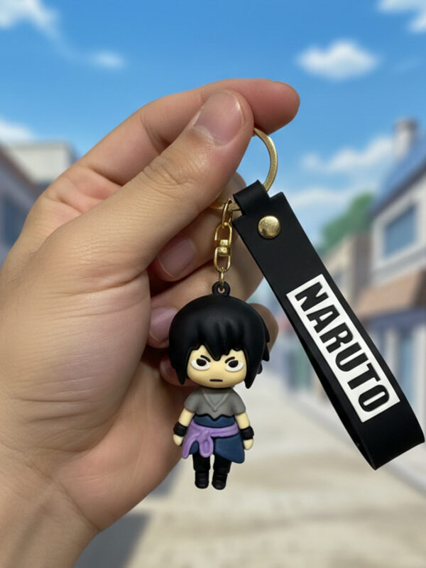 Sasuke Uchiha 3D Keychain, Sasuke keychain, Naruto anime keychain, anime 3D keychain, Sasuke rubber keyring, Naruto merchandise, Uchiha keychain, anime collectible keychain, otaku accessories, anime gift item,